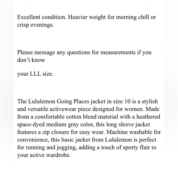 Lululemon Going Places Jacket Size 10 - Picture 7 of 7